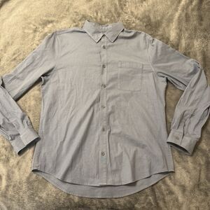 Lululemon Commission‎ Long Sleeve Shirt Mens Large Blue Cotton Pocket Button Up